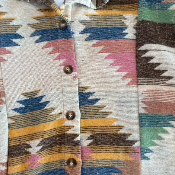 NWT Blue B Collection Pink Tan Blue Green Up Aztec Shacket Small oversized - Picture 6 of 10